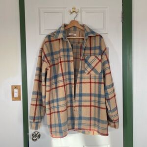 Simons Cream Plaid Shacket